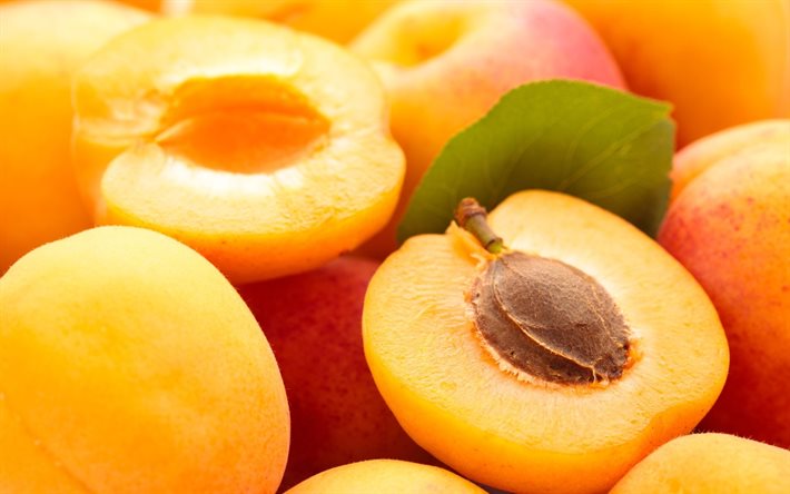 makro, frukt, aprikoser
