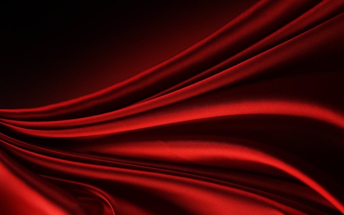 布, 曲線, 波, 赤の背景