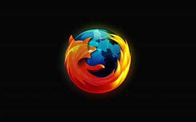logo, mozilla firefox, browser, black background