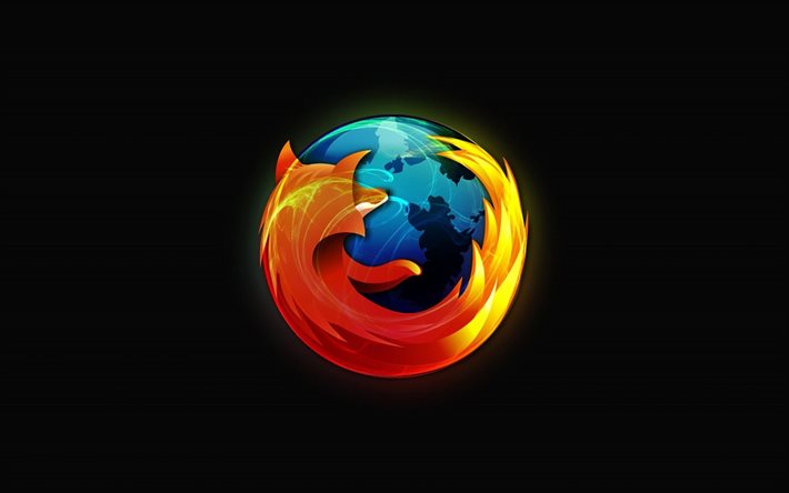 logo, mozilla firefox, browser, sfondo nero