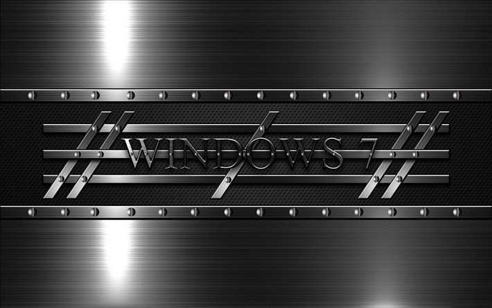 line, seven, metal background, windows 7