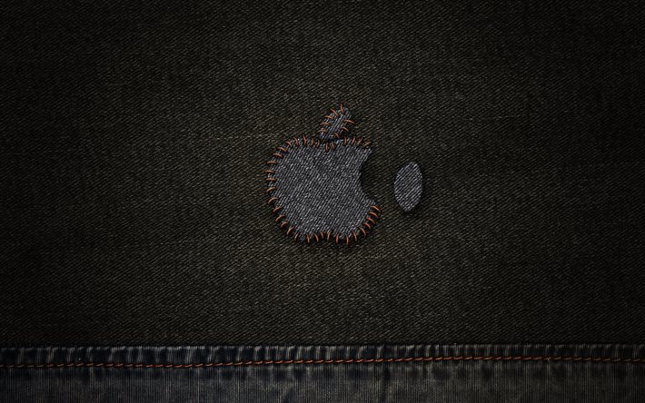 jeans, maçã, logotipo, criativo