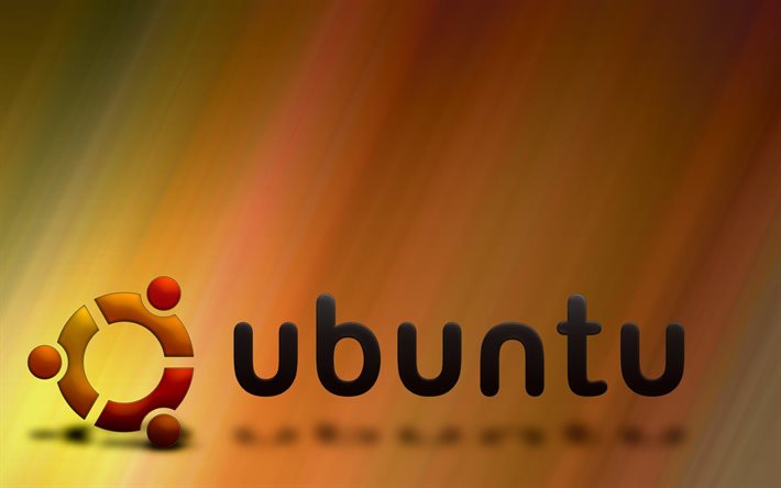 linux, ロゴ, ubuntu, オレンジ色の背景