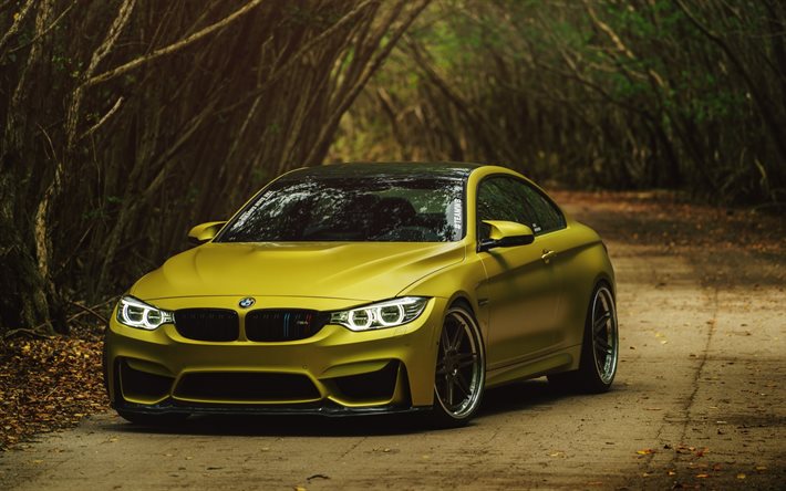 austin yellow, tuning, m4 coupe, bmw, 2015, park