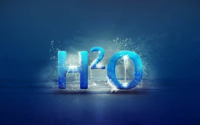 the formula of water, h2o, molecule, blue background