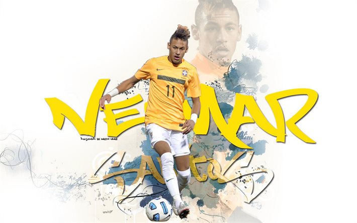 neymar, le joueur, fan art, brésil