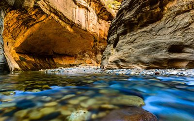 narrows, rock, gorge, stream, usa