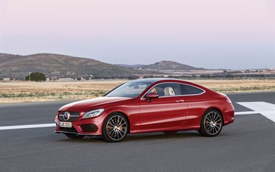 c-class coupe, mercedes, 2017, red, coupe