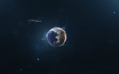 la terre, l'espace, globe, planète, de l'explosion