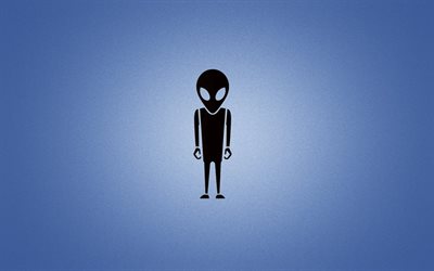 alien, minimalism, blue background
