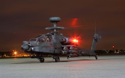 apache ah-64d apache, helicóptero de ataque, la noche