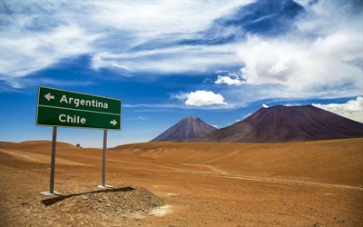 砂漠, チリ, アルゼンチン, 山々, index, アンデス