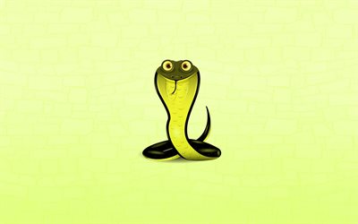 kobra, orm, minimalism, gul bakgrund