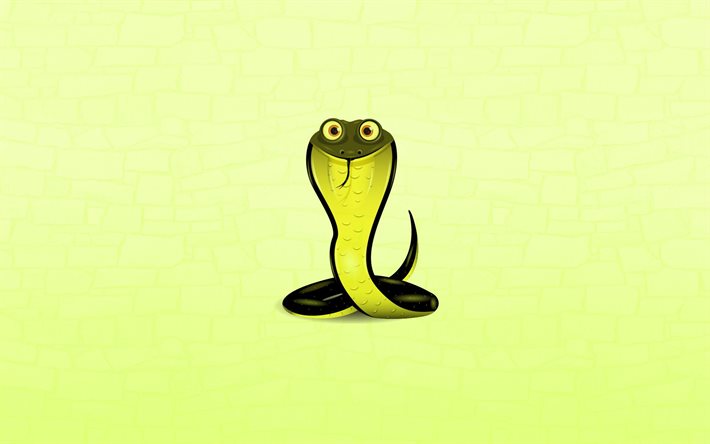 cobra, la serpiente, el minimalismo, fondo amarillo
