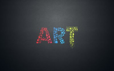 l'arte, la creatività, l'iscrizione, sfondo grigio