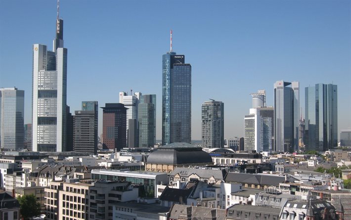 고층 빌딩, 프랑크푸르트, 스카이 라인, 독일