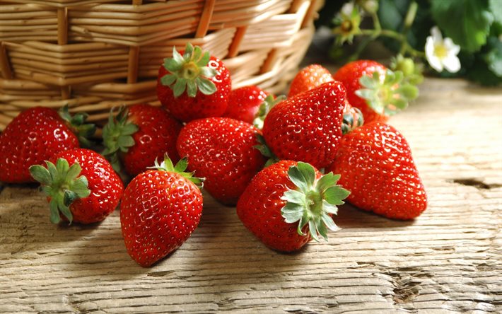 berries, macro, strawberry, basket, strawberries