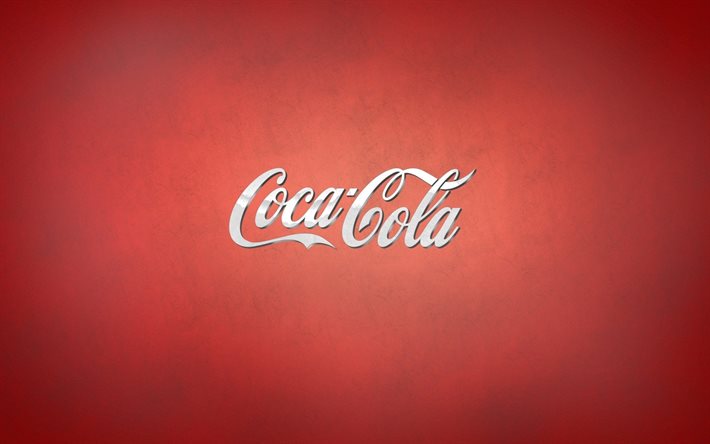 logo, fond rouge, le minimalisme, coca-cola