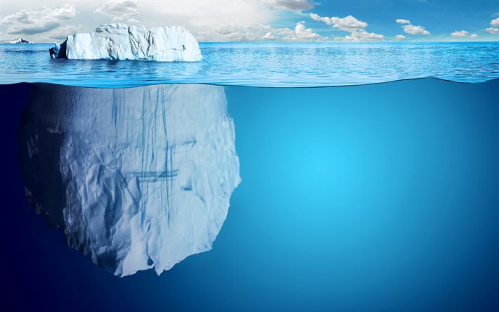 iceberg, sea, under water