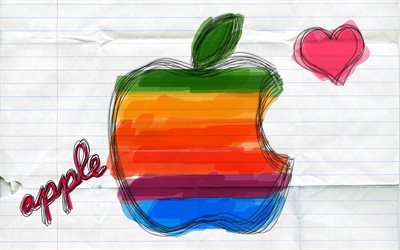 figura, logotipo, caderno, epl, maçã