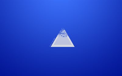 blå bakgrund, triangel, minimalism