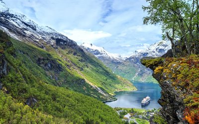 노르웨이, 피요르드, 로 og-romsdal, 슬로, sunnmøre, 산, 이랑 fjord