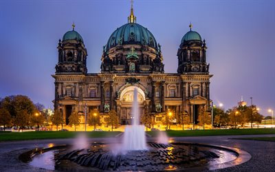 berlín, alemania, de alemania, de la noche a la ciudad, la catedral de berlín (berliner dom