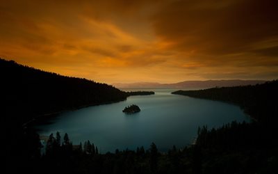 california, lake tahoe, usa, sunset, tahoe lake