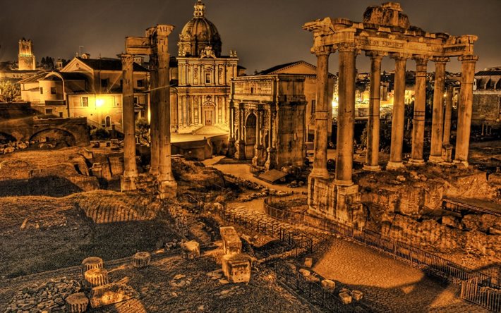 ruínas, arquitetura, roma, itália
