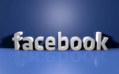 facebook, 3d-logotyp, bokstäver, socialt nätverk