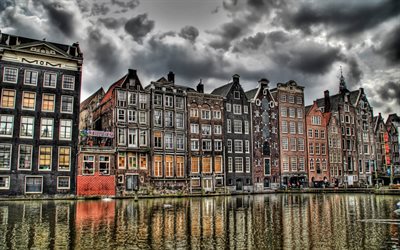 les pays-bas, amsterdam, coffeeshops, la hollande, le canal de la ville