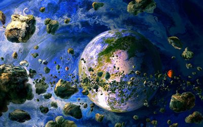 tierra, planeta, los meteoritos, el espacio