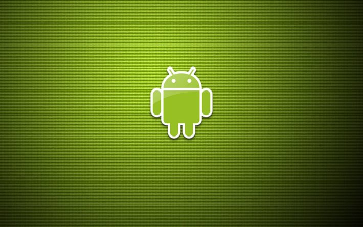 minimalism, logo, android, green background