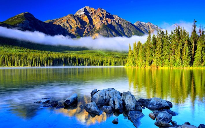 نهر, الغابات, الجبال, كندا, hdr