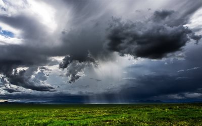 fältet, regnet, molnen, stormen