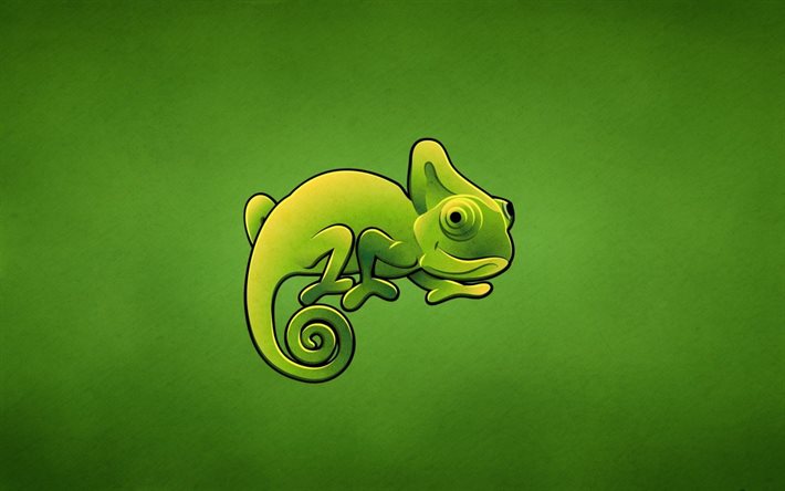 green background, chameleon