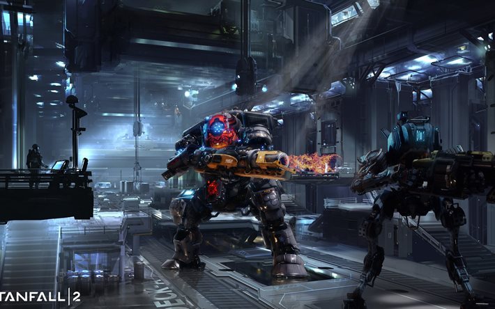 titanfall 2, 4k, shooter, 2017-spel, respawn entertainment, robotar