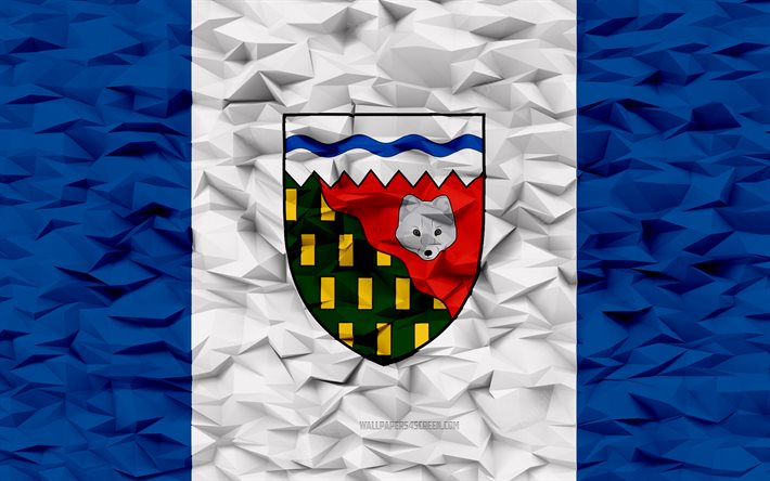 drapeau des territoires du nord ouest, 4k, provinces du canada, fond de polygone 3d, territoires du nord ouest, texture de polygone 3d, jour des territoires du nord ouest, drapeau des territoires du nord ouest 3d, symboles nationaux canadiens, art 3d, canada