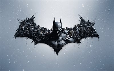 شعار باتمان arkham, 4k, معجب بالفن, خلاق, ابطال خارقين, الرجل الوطواط, فن ثلاثي الأبعاد, باتمان اركام