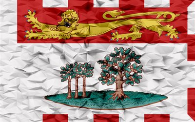 プリンスエドワード島の旗, 4k, カナダの州, 3 d ポリゴンの背景, プリンス・エドワード島, 3 d ポリゴン テクスチャ, プリンスエドワード島の日, 3 d のプリンスエド ワード島の旗, カナダの国のシンボル, カナダ