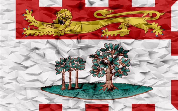 bandeira da ilha do príncipe eduardo, 4k, províncias do canadá, fundo de polígono 3d, ilha principe edward, textura de polígono 3d, dia da ilha do príncipe eduardo, bandeira da ilha do príncipe eduardo 3d, símbolos nacionais canadenses, canadá