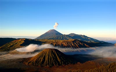 il bromo, 4k, vulcano, monte bromo, punti di riferimento indonesiani, monti tengger, giava orientale, indonesia, natura meravigliosa, asia