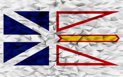 뉴펀들랜드 래브라도의 국기, 4k, 캐나다의 지방, 3d 다각형 배경, 뉴펀들랜드 래브라도, 뉴펀들랜드 래브라도의 날, 3d 뉴펀들랜드 래브라도 플래그, 캐나다 국가 상징, 캐나다
