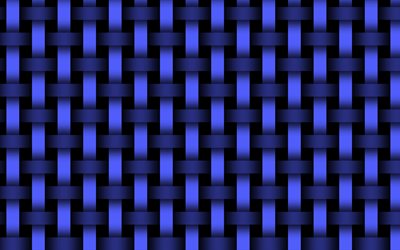 blå flätverk bakgrund, 4k, 3d texturer, vävning texturer, 3d bakgrunder, flätverk texturer, vektor texturer, tyg vävning bakgrunder, sammanvävande mönster, flätverk, rotting bakgrunder