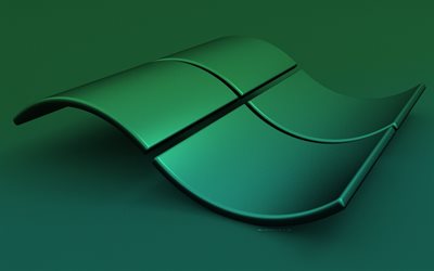 windows 청록색 로고, 4k, 창의적인, windows 물결 모양 로고, 운영체제, 윈도우 3d 로고, 청록색 배경, 윈도우 로고, 윈도우