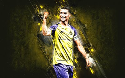 cristiano ronaldo, al nassr fc, cr7, portugalilainen jalkapalloilija, keltainen kivi tausta, saudi arabia, jalkapallo, al nassr football club, riad