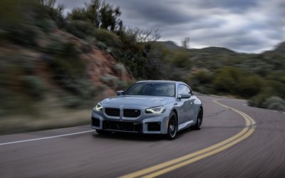 2024, BMW M2, exterior, front view, gray coupe, M2 30 MT, G87, new gray BMW M2, German cars, BMW