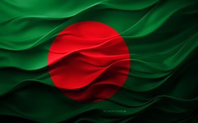 4k, bangladesh, asiatiska länder, 3d bangladesh  flagga, asien, bangladesh flagga, 3d  konsistens, bangladesh dag, nationella symboler, 3d  konst
