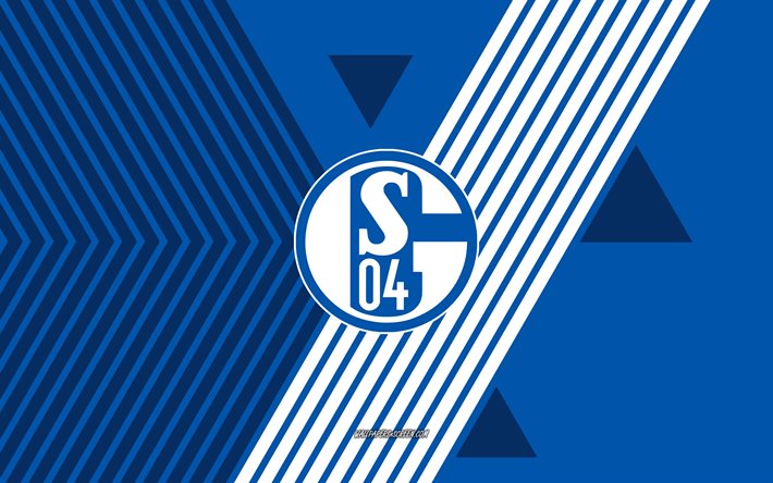 fc schalke 04 logotipo, 4k, time de futebol alemão, fundo de linhas brancas azuis, fc schalke 04, bundesliga 2, alemanha, arte de linha, fc schalke 04 emblem, futebol