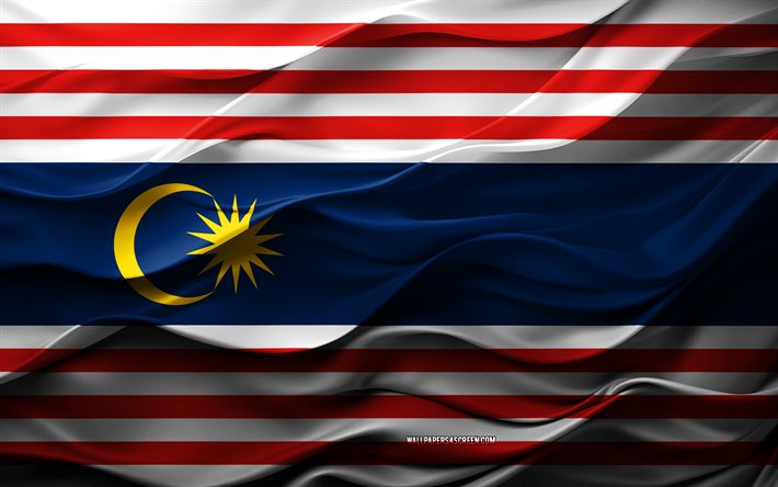 4k, Flag of Kuala Lumpur, Asian countries, 3d Kuala Lumpur flag, Asia, Kuala Lumpur flag, 3d texture, Day of Kuala Lumpur, national symbols, 3d art, Kuala Lumpur